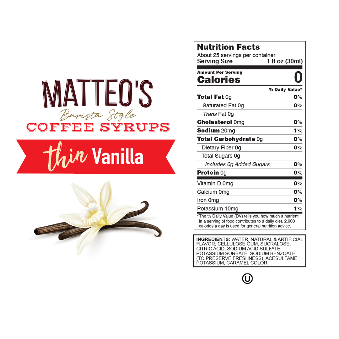 Matteo's - Sugar Free Coffee Syrup - Vanilla
