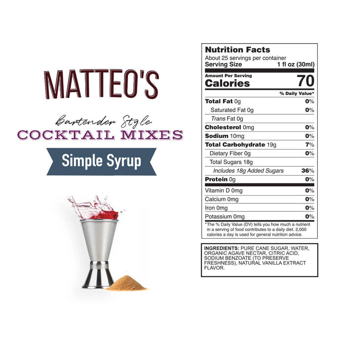 Matteo's - Cocktail Mixes - Simple Syrup