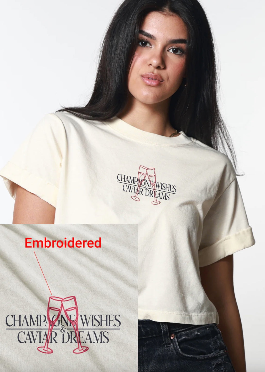 Girl Dangerous - Champagne Wishes Boyfriend Tee Cropped (Off White)