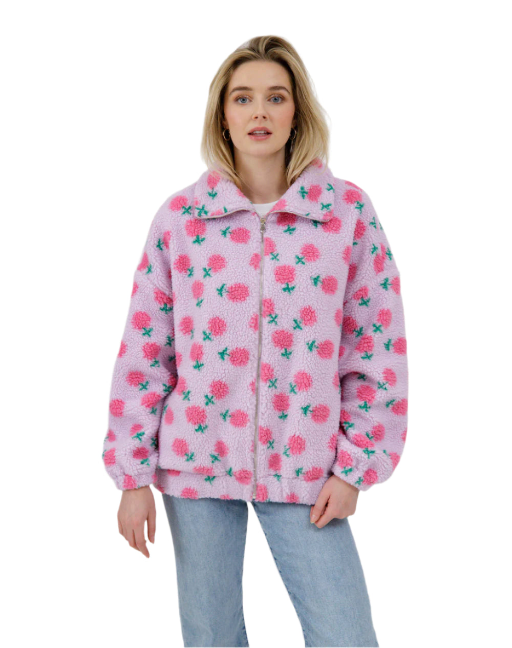 Brunette The Label - Full Zip Sherpa (Purple W/Pink)