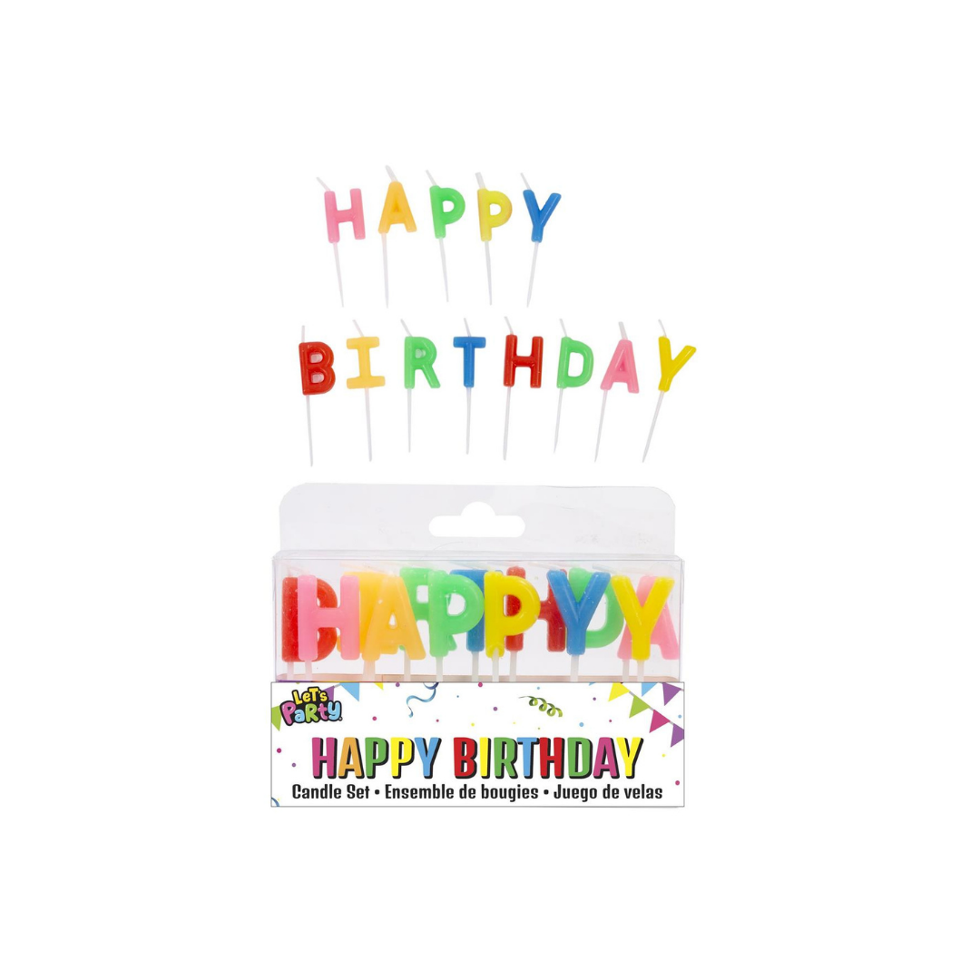Provisions Market – Let's Party Rainbow "HAPPY BIRTHDAY" Candle Set, 13-pk