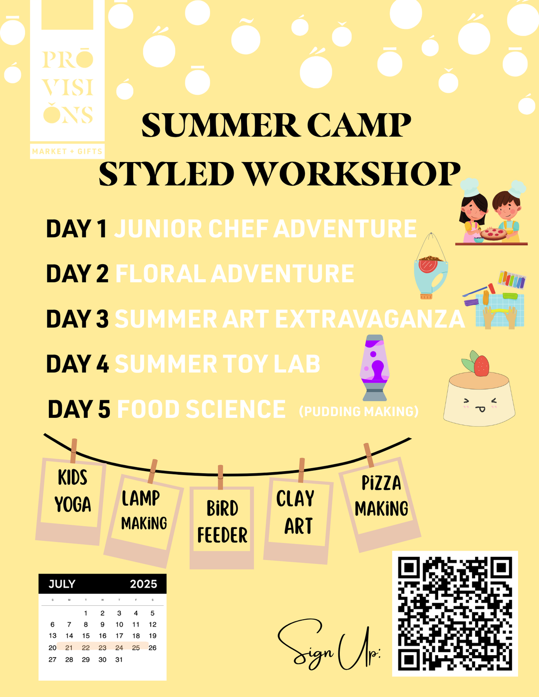 Summer Camp Workshops: Week 2 (July 21st - 25th 2025)