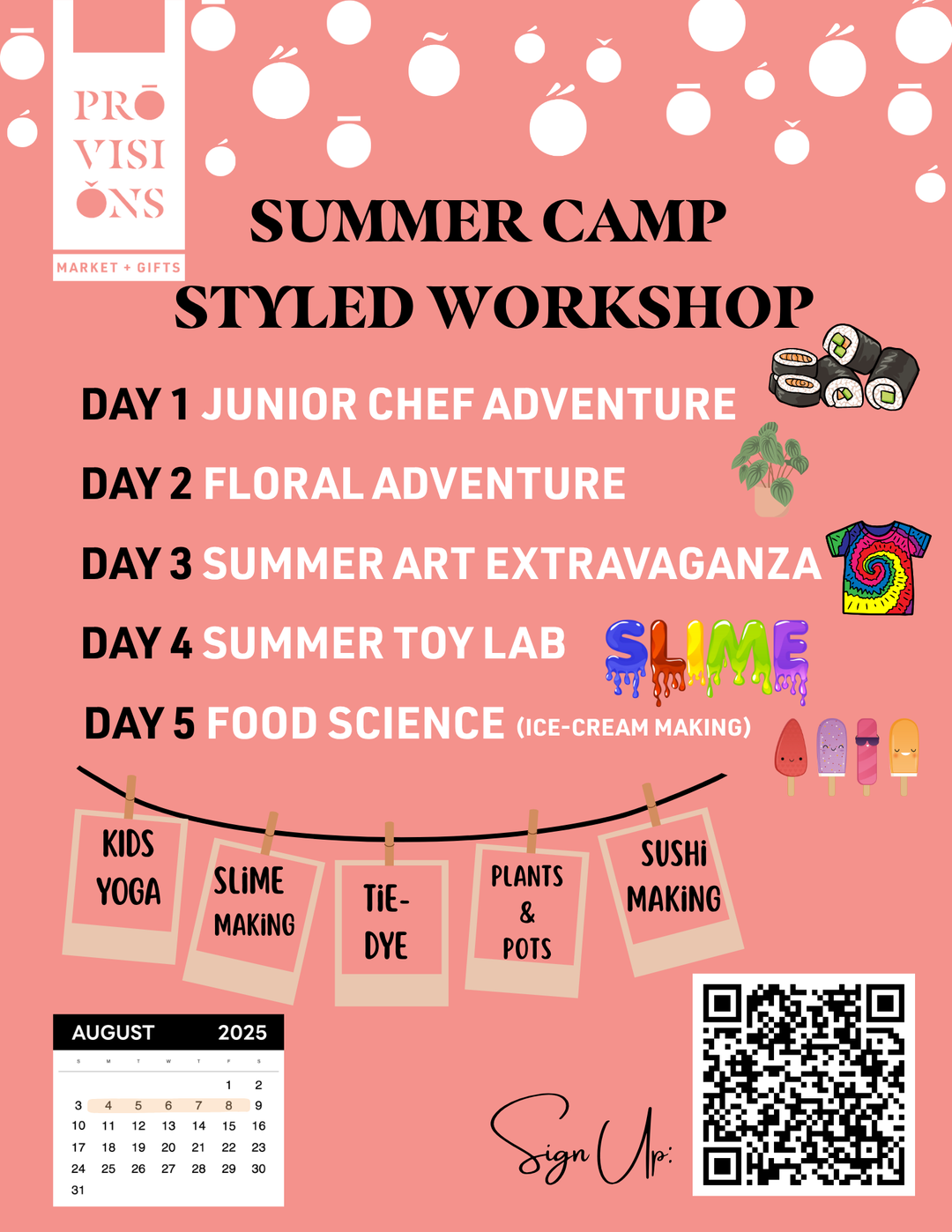 Summer Camp Workshops: Week 3 (Aug 4th - 8th 2025)
