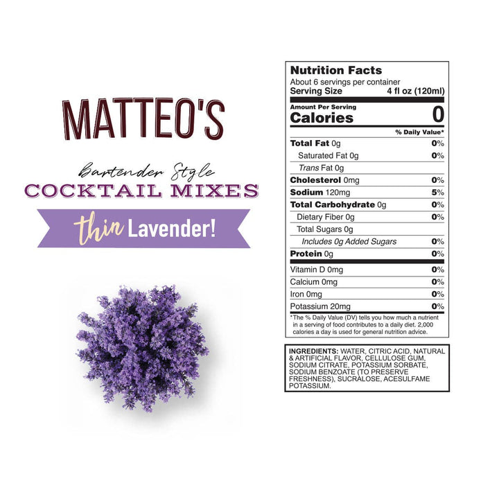 Matteo's - Sugar Free Cocktail Mixes - Lavender
