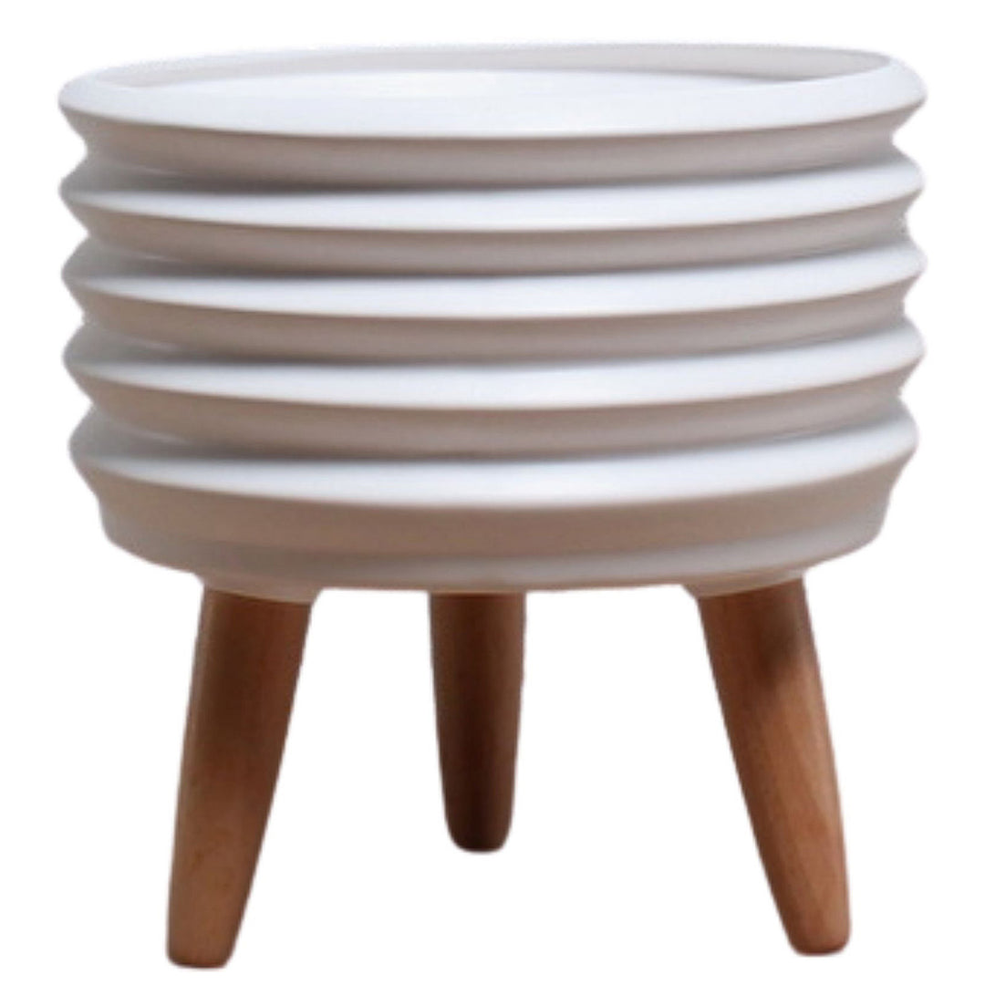 Planter - Matte White Ceramic Planter w/ Legs