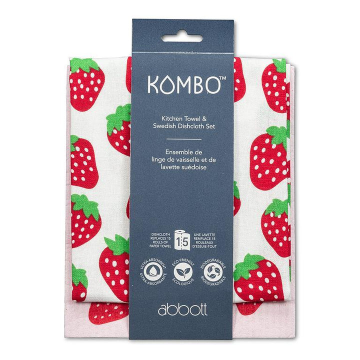 Abbott Collection - Strawberries Dishcloth & Kitchen Towel Set