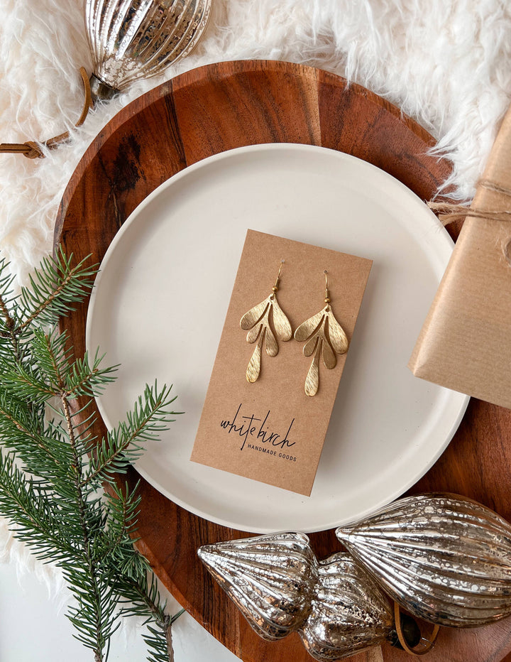 Whitebirch Handmade Goods - Brushed Brass Leaf Earrings