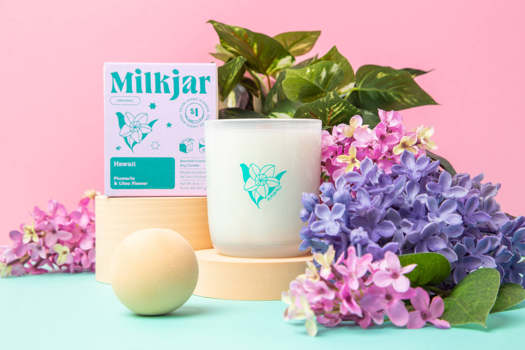 Milk Jar Candle Co. - Hawaii - Plumeria & Lilac Coconut Soy 8oz Candle