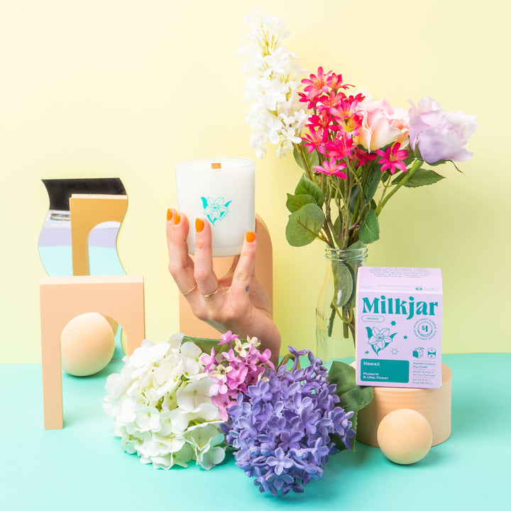 Milk Jar Candle Co. - Hawaii - Plumeria & Lilac Coconut Soy 8oz Candle
