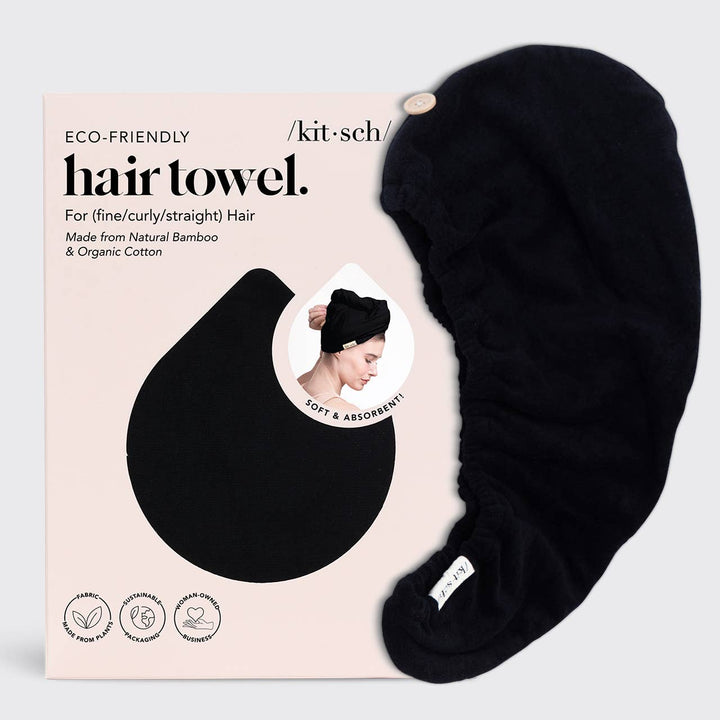Kitsch - Quick Dry Hair Towel - Eco Black