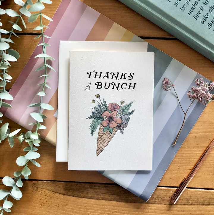 Thank You – “Thanks A Bunch” Flower Bouquet Card