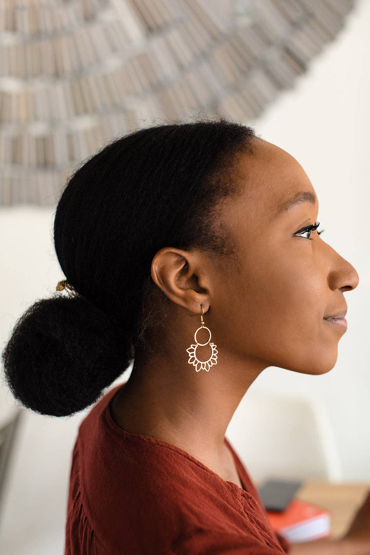 Whitebirch Handmade Goods - Brass Sunflower Earrings