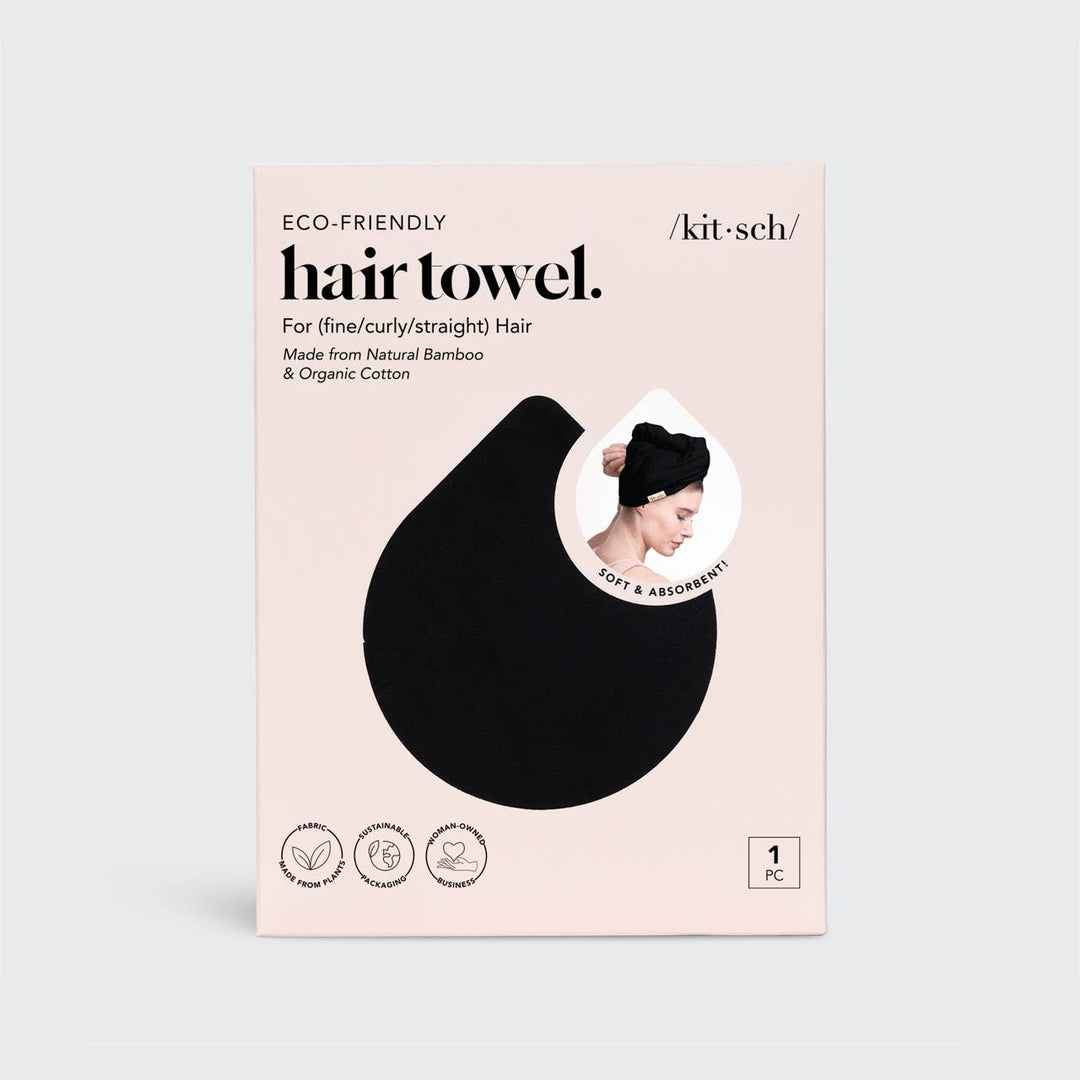 Kitsch - Quick Dry Hair Towel - Eco Black