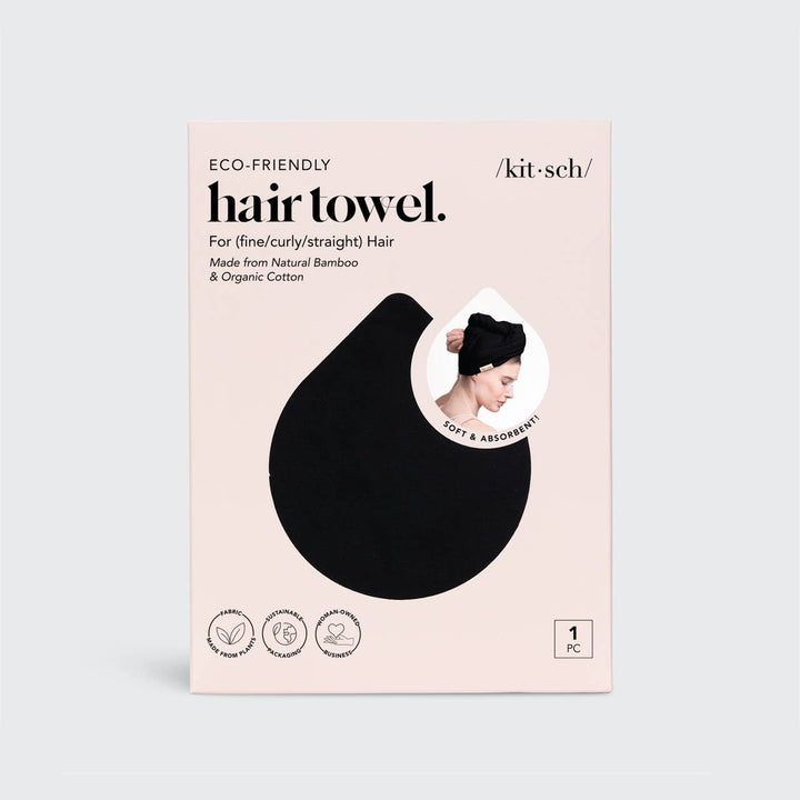 Kitsch - Quick Dry Hair Towel - Eco Black