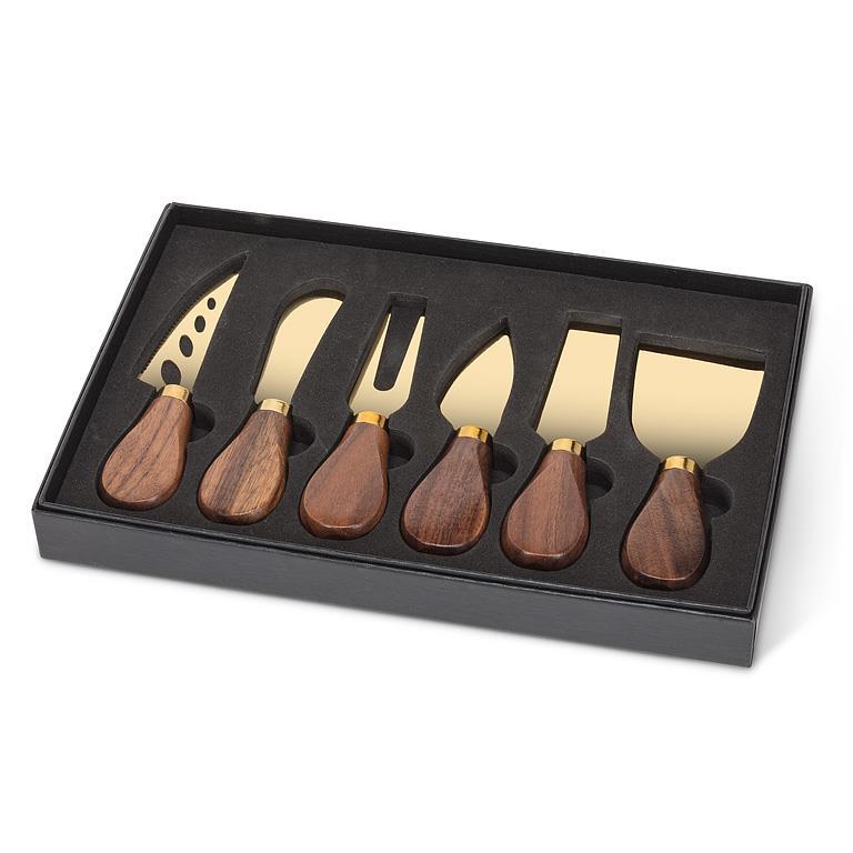 Abbott Collection - Walnut Handled Cheese Knives. Set of 6