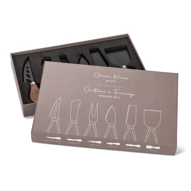 Abbott Collection - Walnut Handled Cheese Knives. Set of 6