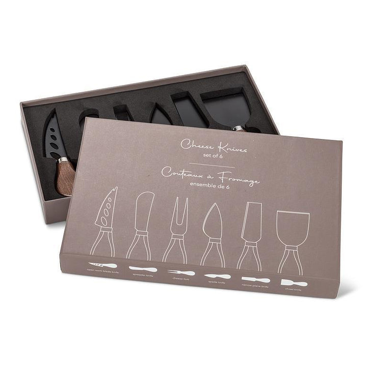 Abbott Collection - Walnut Handled Cheese Knives. Set of 6