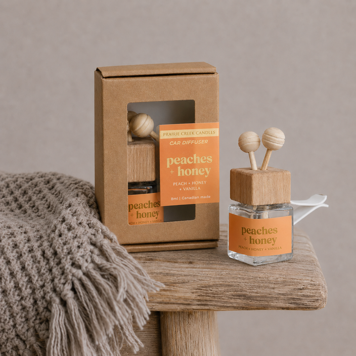 Prairie Creek Candles - Non Toxic Vent Clip Car Diffuser - Peaches & Honey