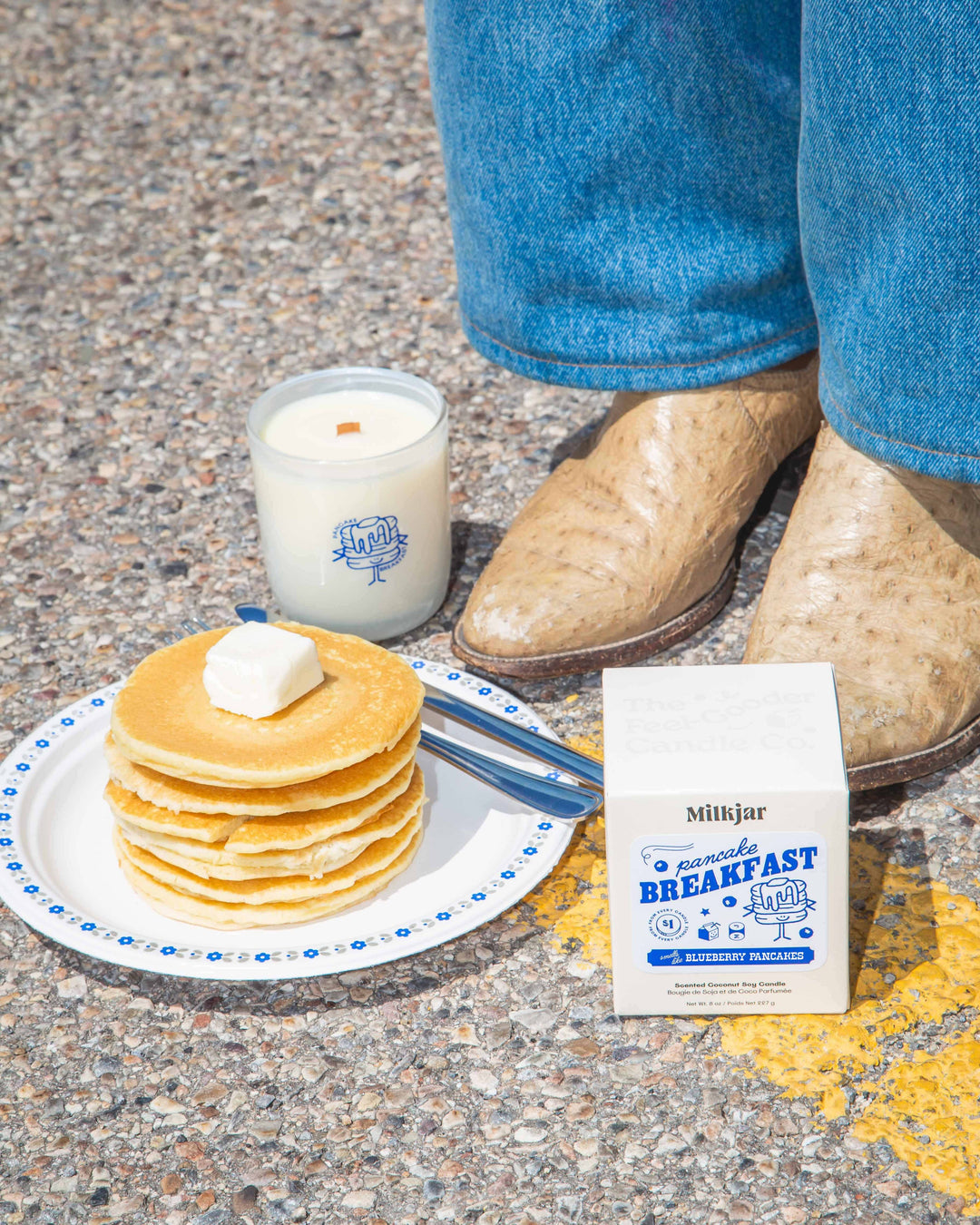Milk Jar Candle Co. - Pancake Breakfast - Butter, Syrup & Blueberry 8oz Soy Candle