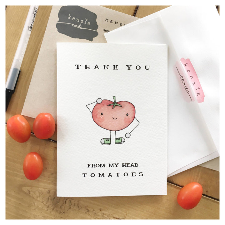 Thank You – “From My Head Toma-Toes” Tomato Pun Card