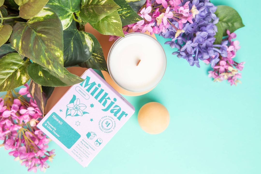 Milk Jar Candle Co. - Hawaii - Plumeria & Lilac Coconut Soy 8oz Candle