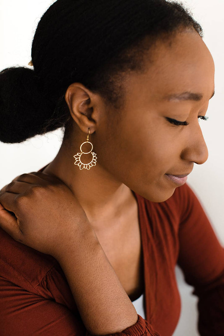 Whitebirch Handmade Goods - Brass Sunflower Earrings