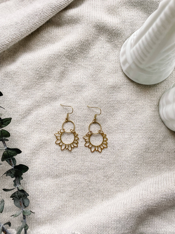 Whitebirch Handmade Goods - Brass Sunflower Earrings
