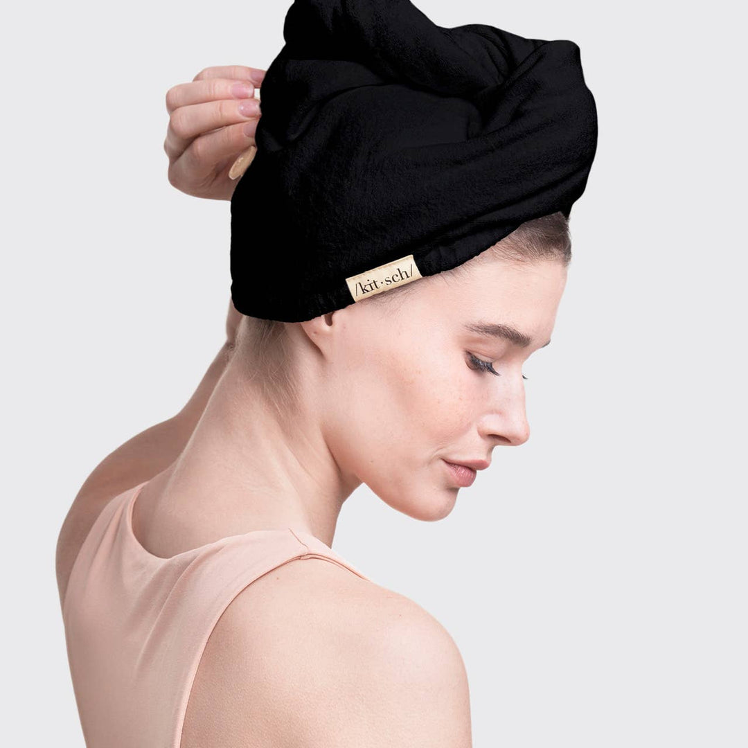 Kitsch - Quick Dry Hair Towel - Eco Black