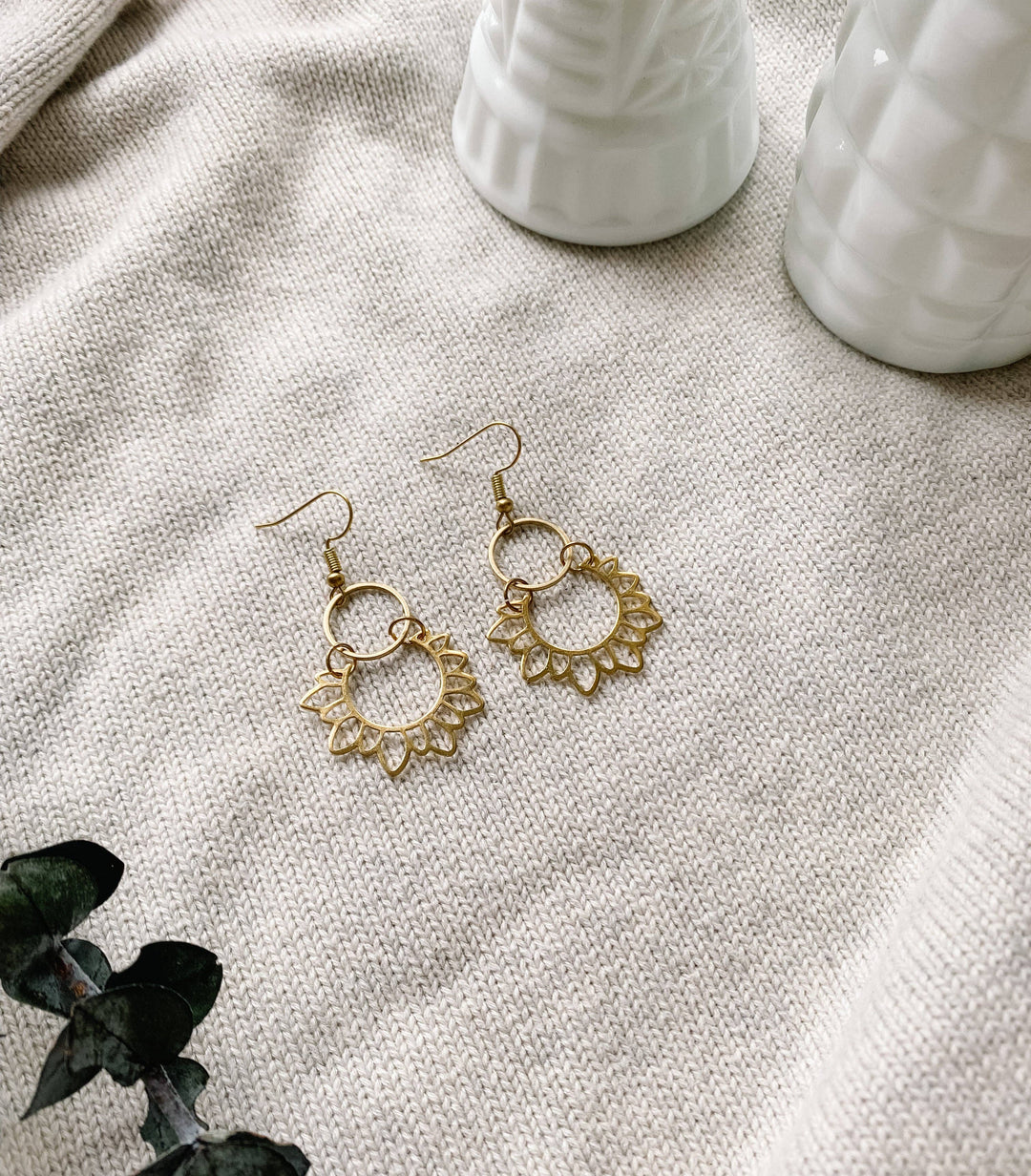Whitebirch Handmade Goods - Brass Sunflower Earrings