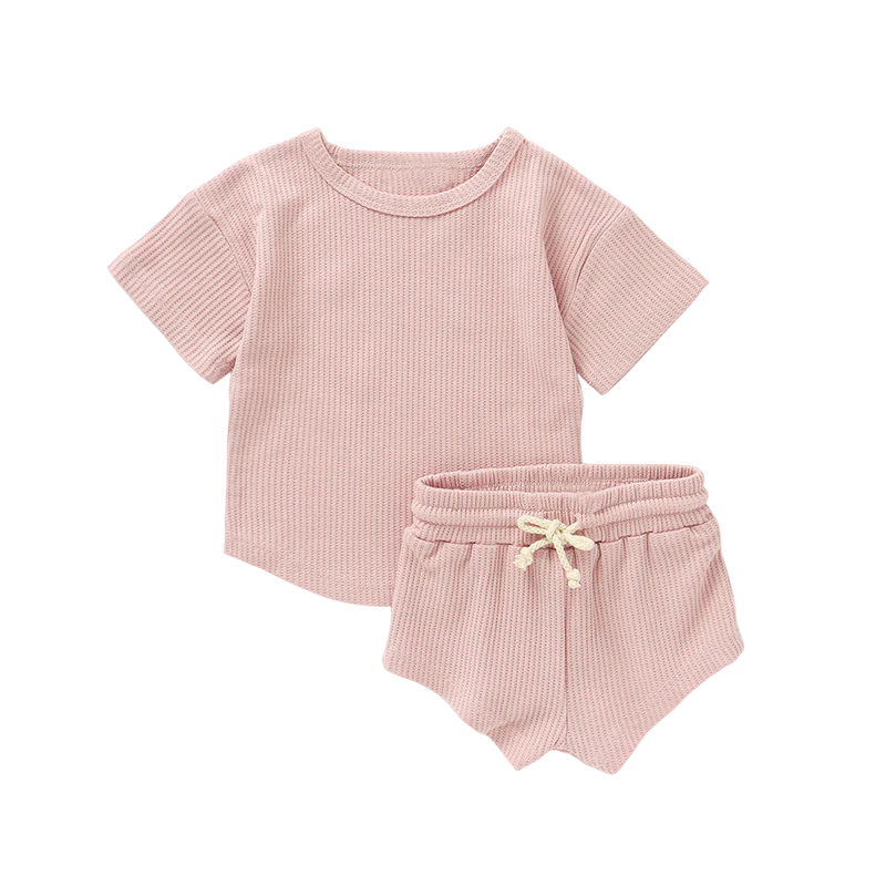 Burbaby - Waffle Short Sleeve and Shorts Set
