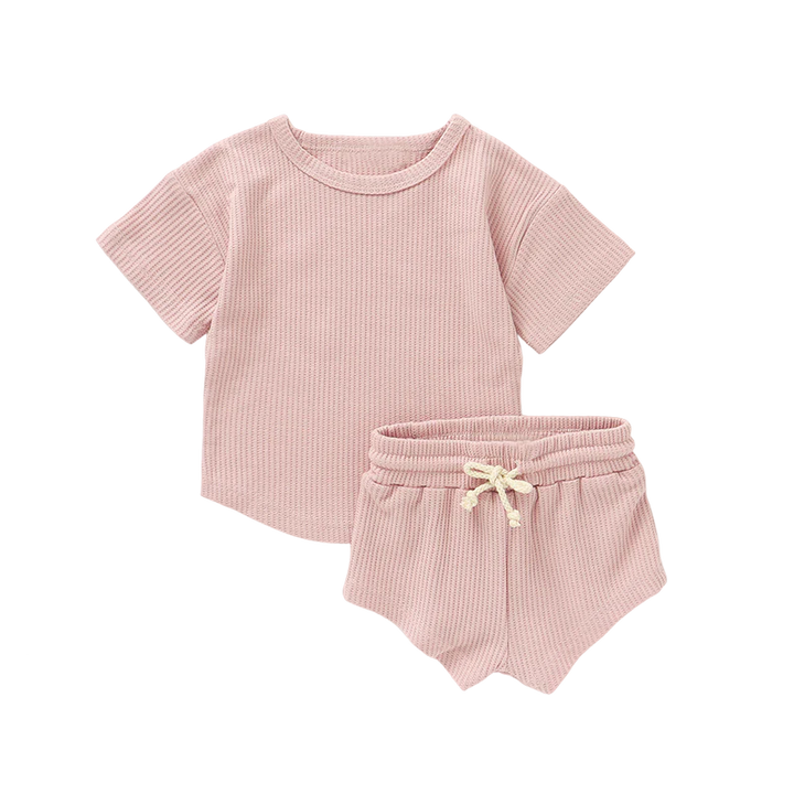 Burbaby - Waffle Short Sleeve and Shorts Set