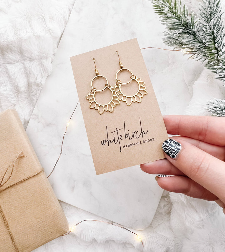 Whitebirch Handmade Goods - Brass Sunflower Earrings