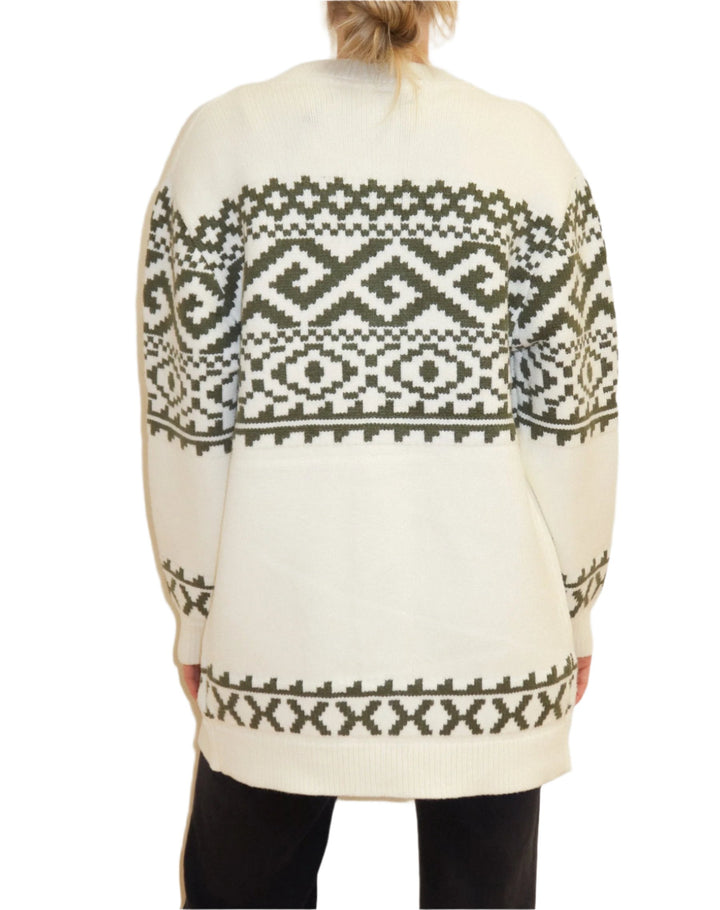 Brunette the Label - Fair Isle Cardigan (Cream w/Olive)