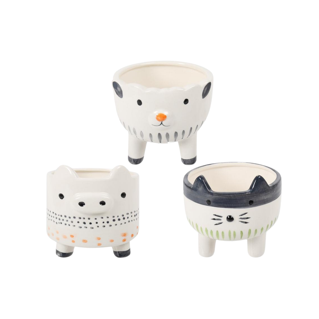 Provisions Market – Ceramic Animal Planters: Cat, Sheep, Pig