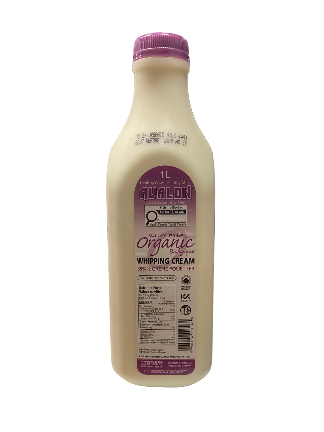 Avalon Dairy - Organic Whipping Cream 1L