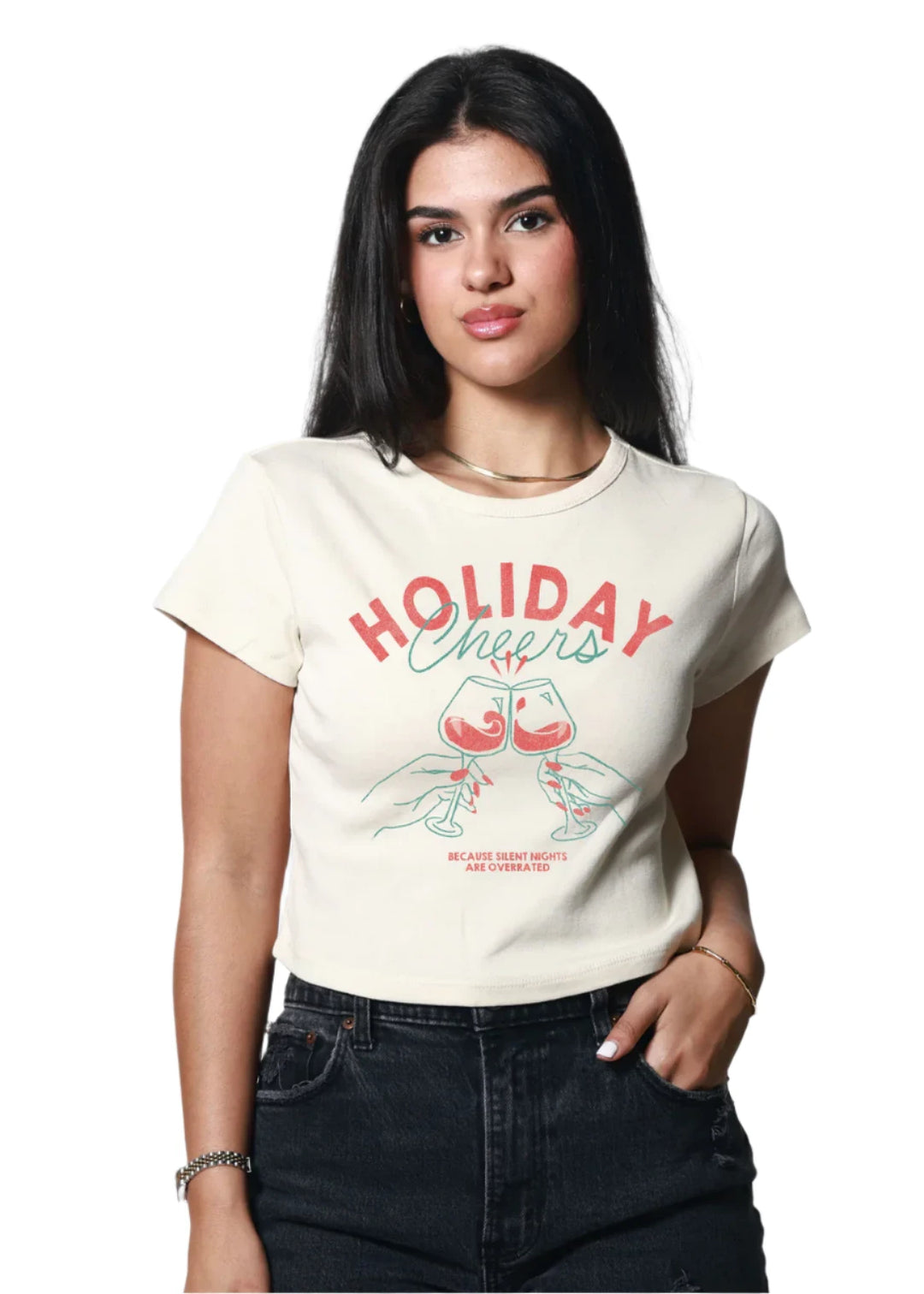 Girl Dangerous - Off White Holiday Cheers Baby Tee