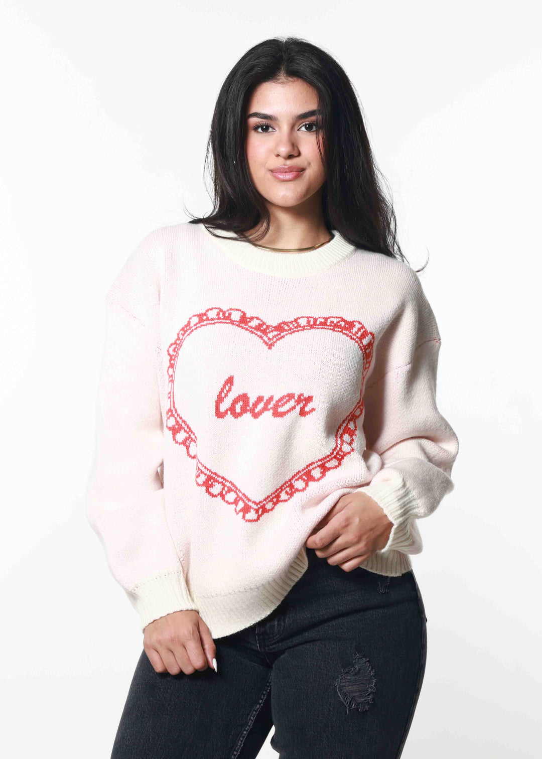 Girl Dangerous - "Lover" Oversized Sweater (White)