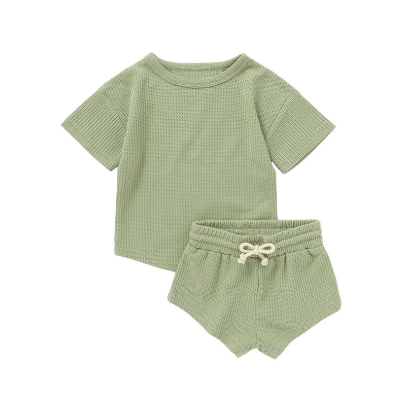 Burbaby - Waffle Short Sleeve and Shorts Set