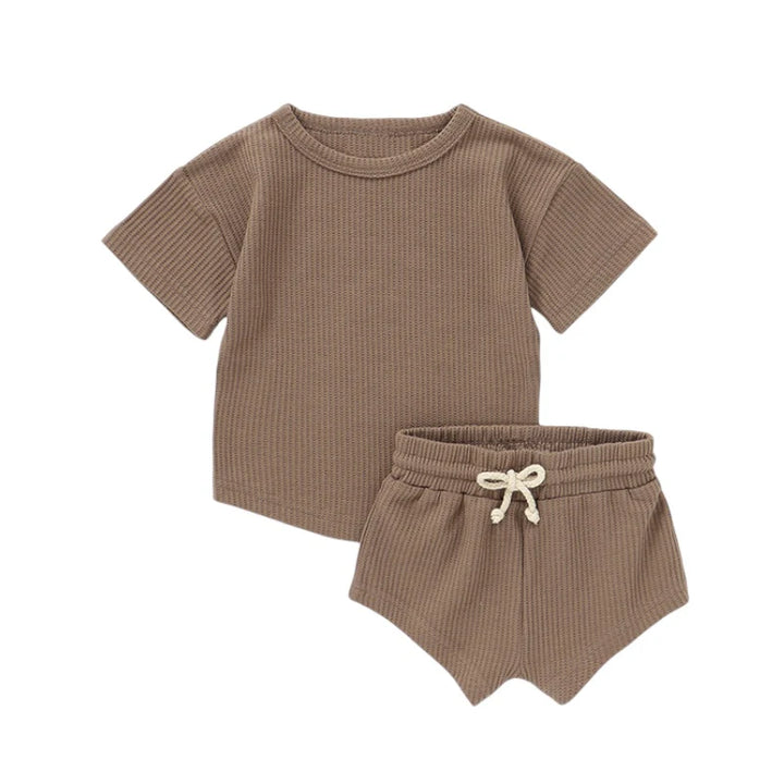 Burbaby - Waffle Short Sleeve and Shorts Set