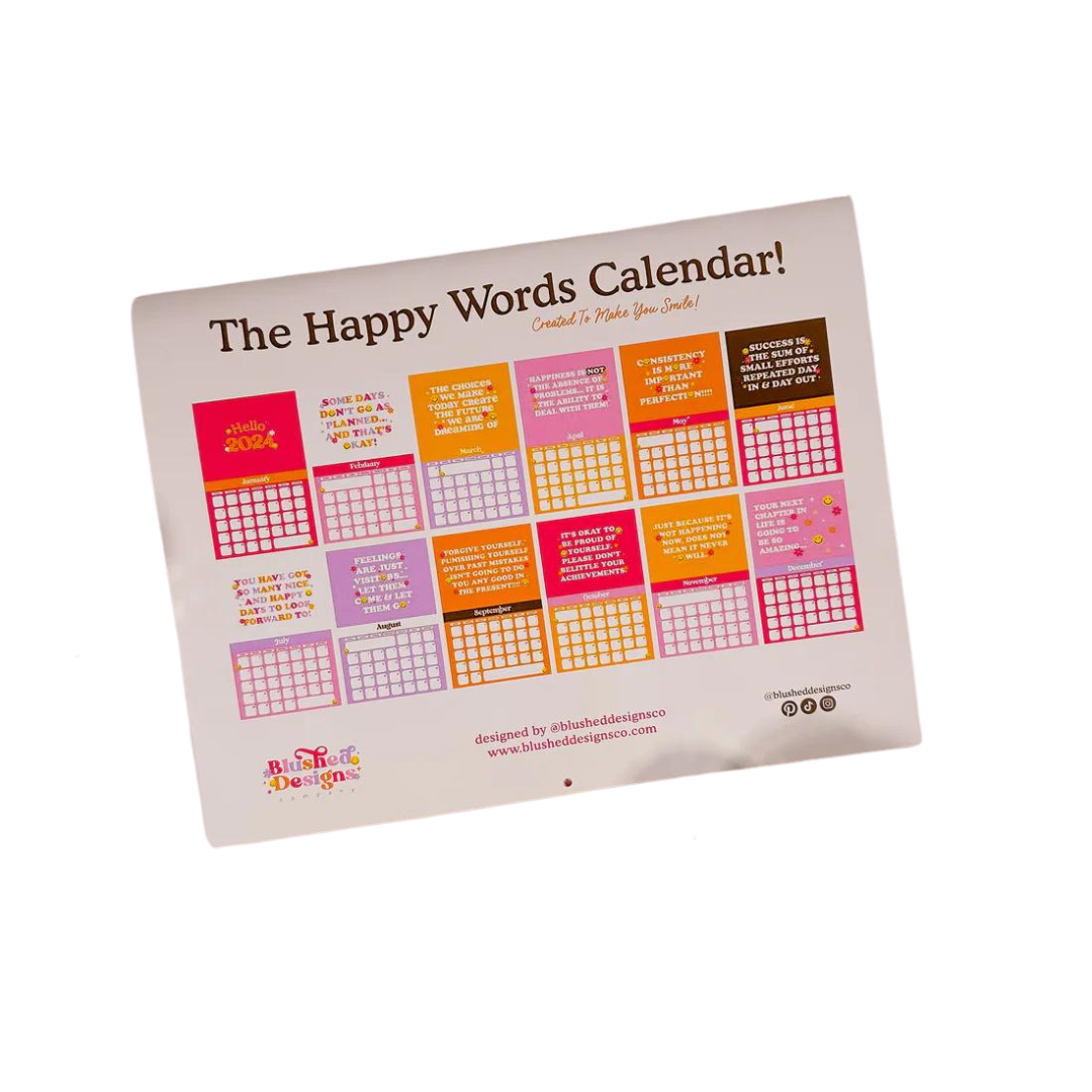 Blushed Designs Co. - 2024 Happy Words Wall Calendar