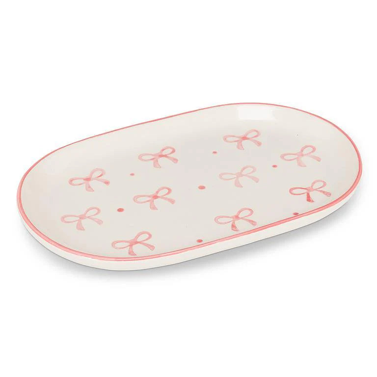 Abbott Collection - Pink Bow Oval Tray