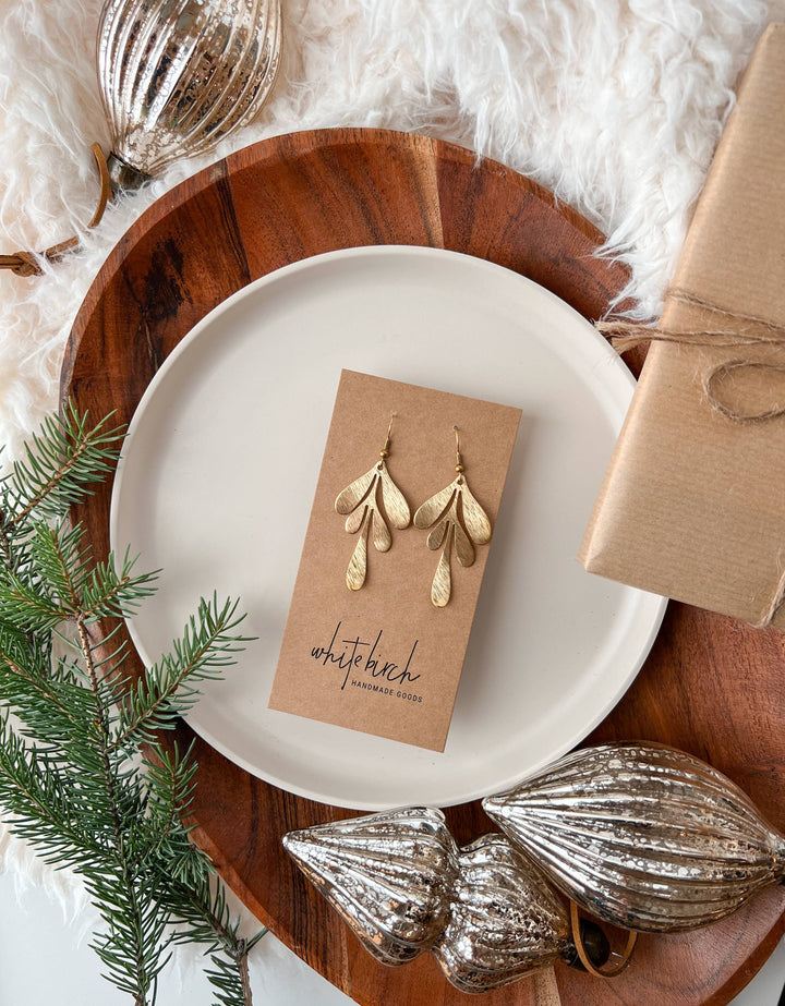 Whitebirch Handmade Goods - Brushed Brass Leaf Earrings