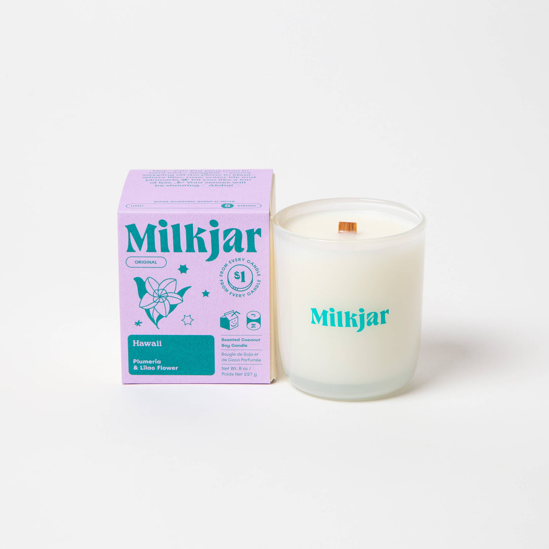 Milk Jar Candle Co. - Hawaii - Plumeria & Lilac Coconut Soy 8oz Candle