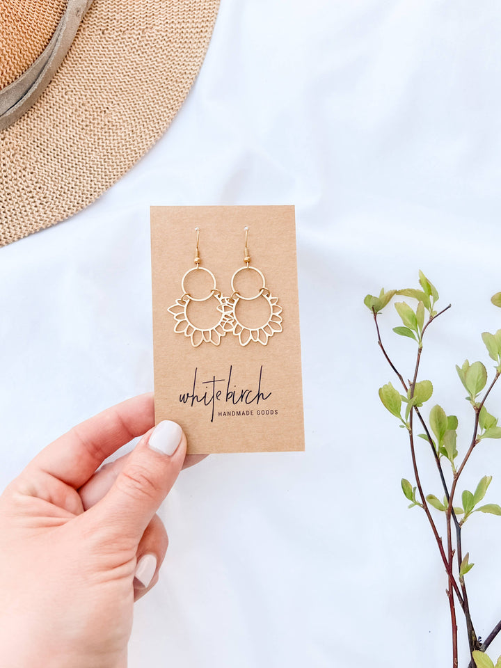 Whitebirch Handmade Goods - Brass Sunflower Earrings