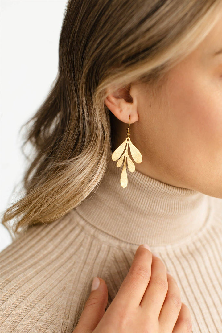 Whitebirch Handmade Goods - Brushed Brass Leaf Earrings
