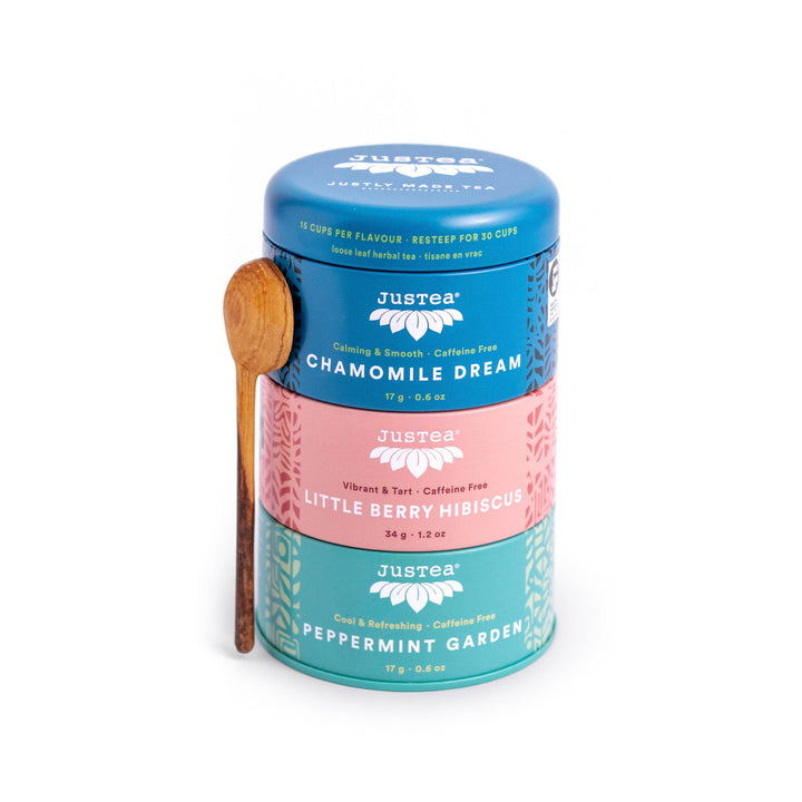 JusTea - Herbal Tea Trio Tin & Spoon