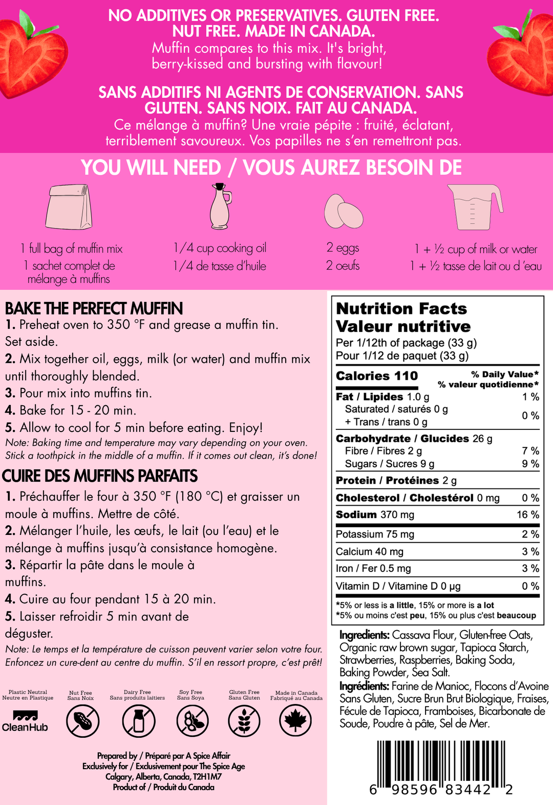 The Spice Age - You Bake me Blush Muffin Mix - Gluten Free