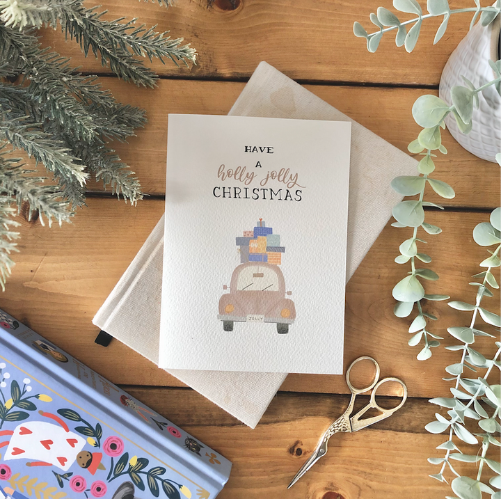 Holiday – “Have A Holly Jolly Christmas” Cute Pink Card