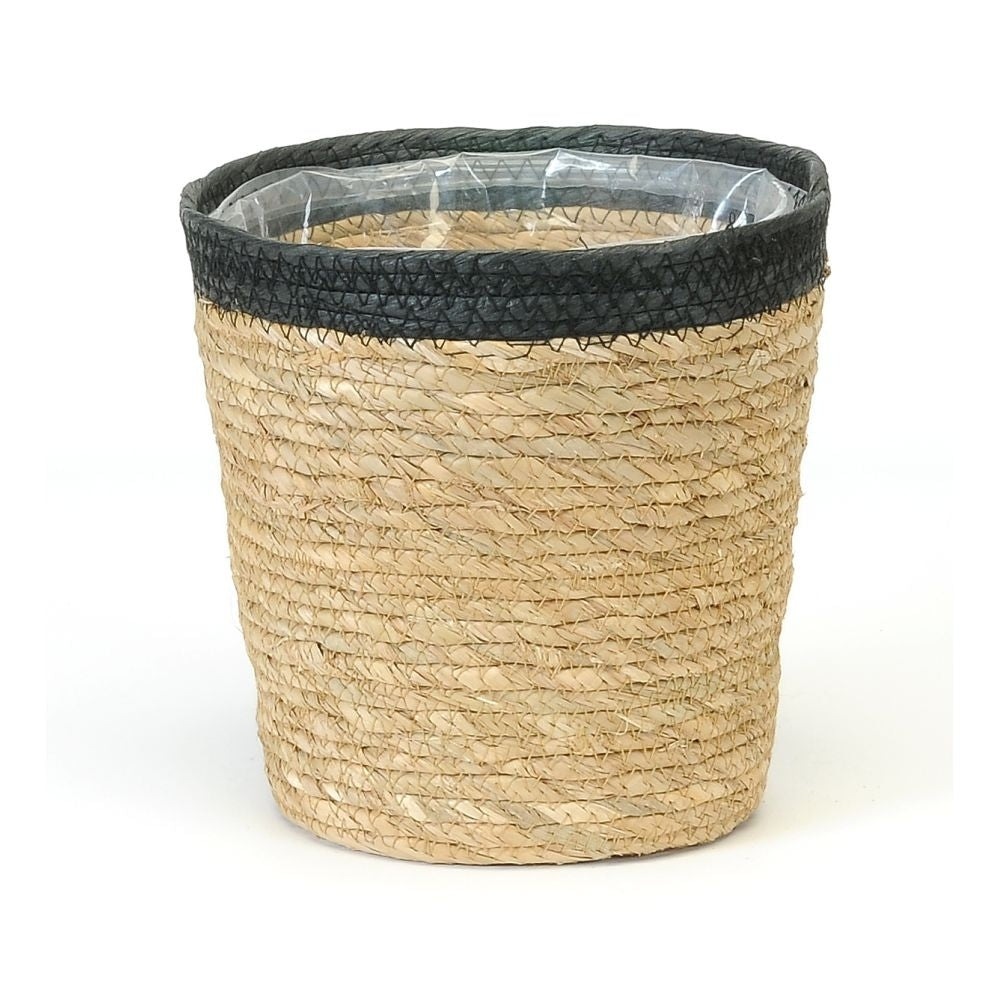 Packaging - Round Straw Pot Black Rim