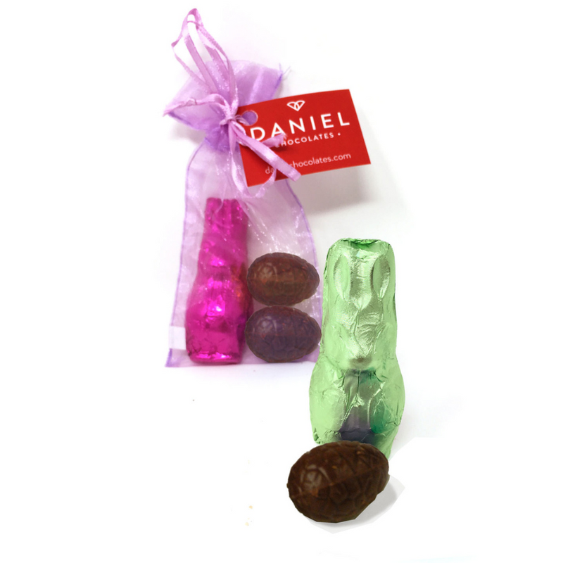 Daniel Chocolates - Organza Bag Chocolate Bunny and Eggs